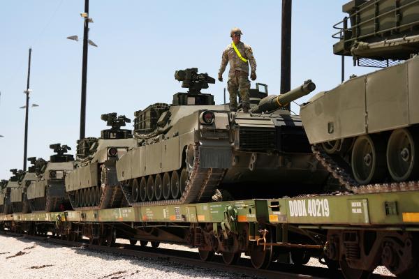 Military tanks being shipped to Washington, D.C. for Trump's birthday, May 22, 2025.