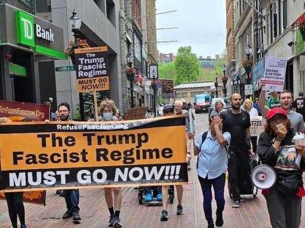 Refuse Fascism Trump Must Go march in Boston
