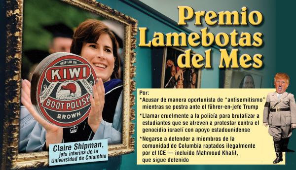 graphic Bootlicker of the month award Claire Shipman spanish