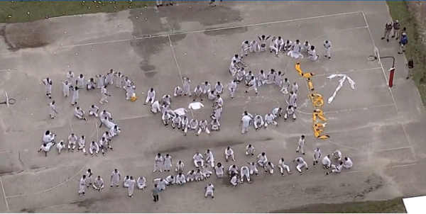 Detainees at Krome Detention Center in Florida form SOS to protest Trump's mass deportations