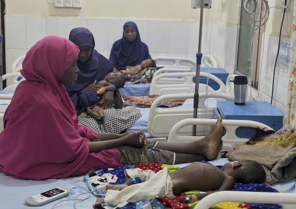 Malnourished children in Nigeria receive treatment at humanitarian facility, May 1, 2025.