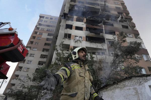 Damage to a residence compound in northern Tehran, Iran from Israeli airstrike, June 13, 2025.