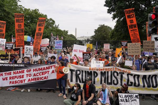 Washington, DC, Refuse Fascism banner in front of White House, June 14, 2025.