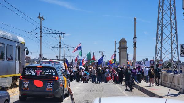 Refuse Fascism, LA, organized a march from Downtown LA across the river in East LA, July 26, 2025.