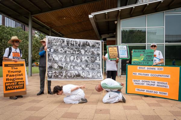 Refuse Fascism Human Installation: the Disappeared in Houston TX