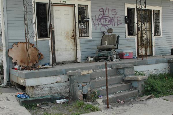 Hurricane Katrina left New Orleans homes in the 8th Ward in shambles, August 31, 2005.