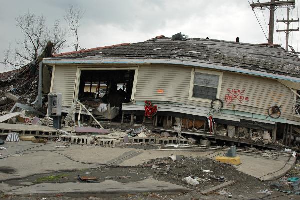 House destroyed by Hurricane Katrina, New Orleans, August 31, 2005.
