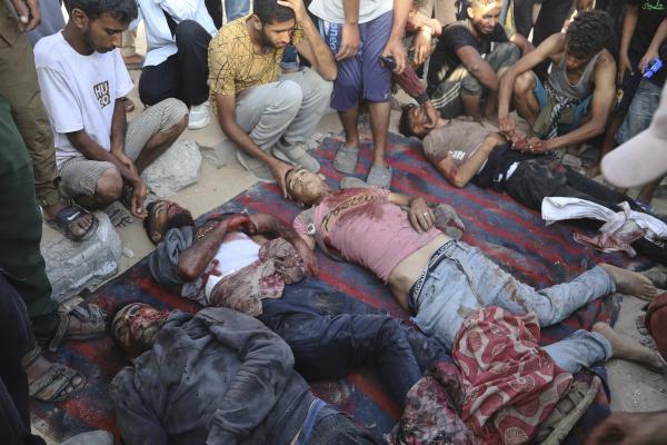 Palestinians killed while trying to get food at an aid distribution center run by U.S.-backed organization, July 19, 2025.
