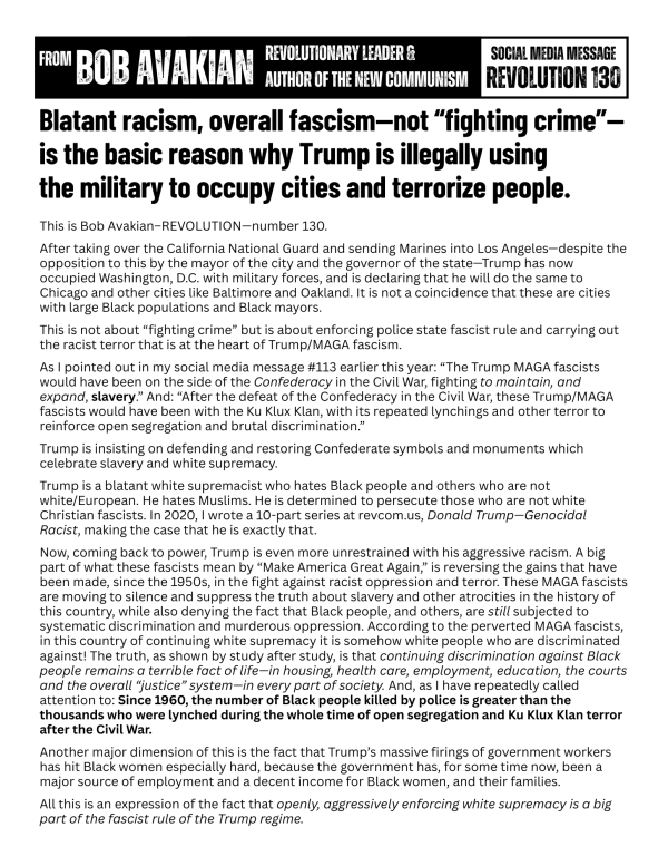 Bob Avakian Official Revolution 130 front