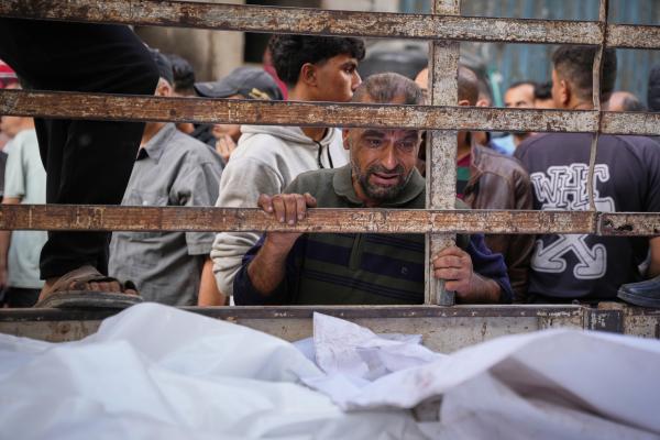 At the funeral for some of the more than 100 Palestinians killed in Gaza Strip, October 29, 2025.