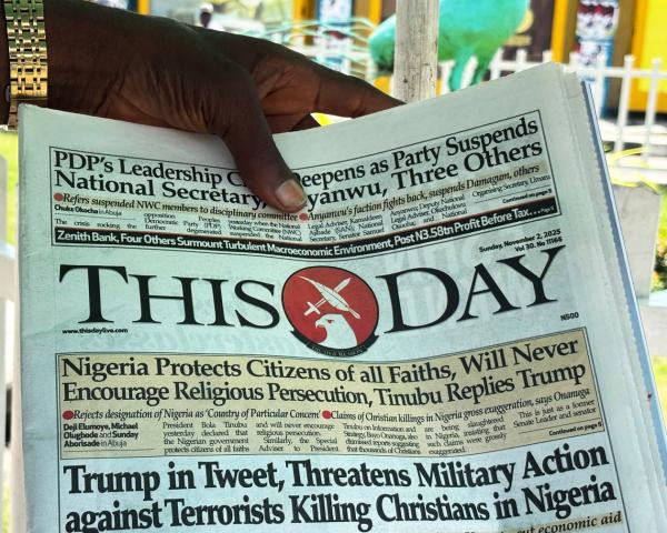 Trump threatens Nigeria headline in This Day