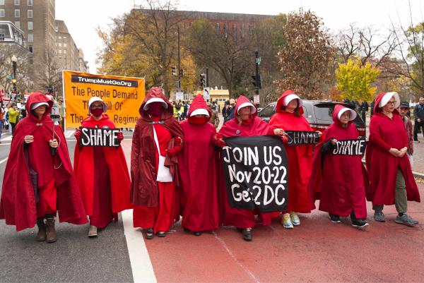 Handmaids march in Surround the White House 1.0, November 15, 2025.