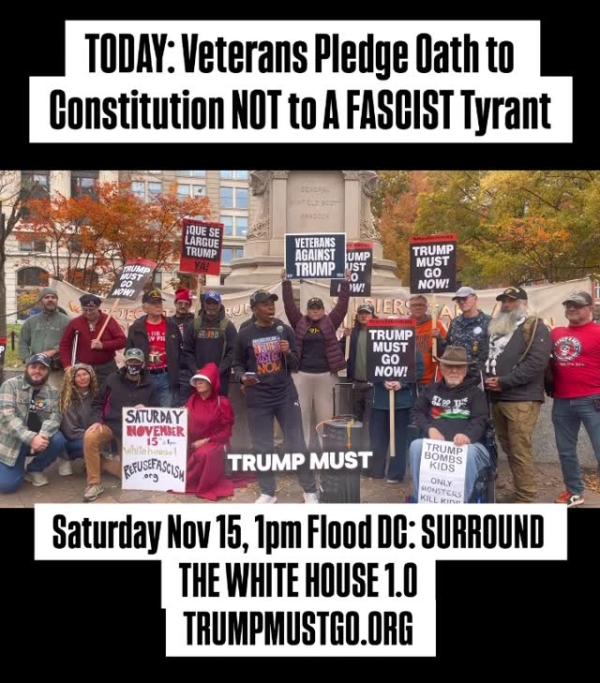 Vets group photo on November 9, 2025 for a rally and press conference.