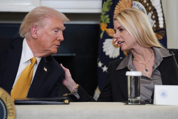 Attorney General Pam Bondi repeats question from reporter to President Trump, October 23, 2025.