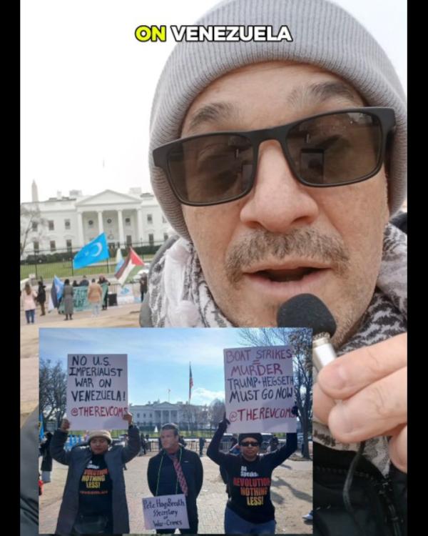 Rafael Kadaris reporting from the NO WAR WITH VENEZUELA protest outside the White House