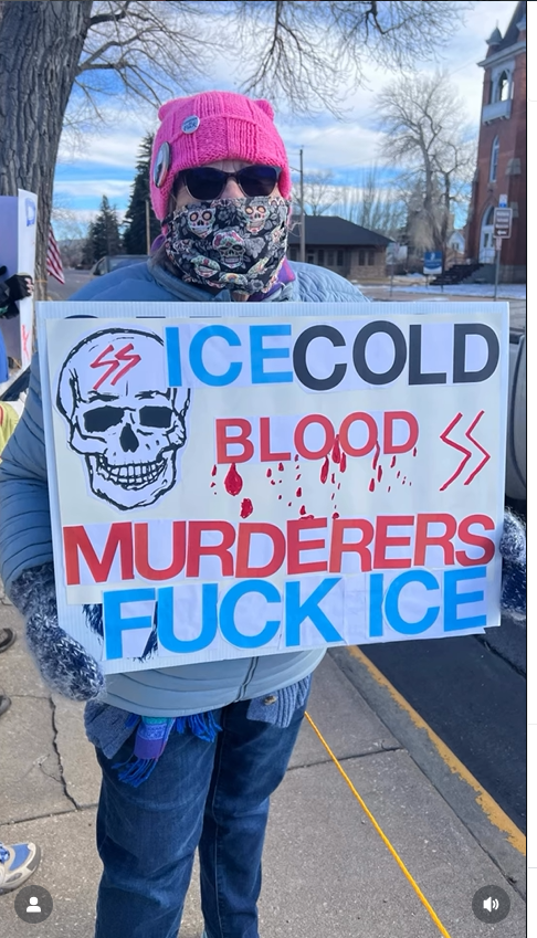 Laramie, Wyoming sign: ICE Cold Murderers.