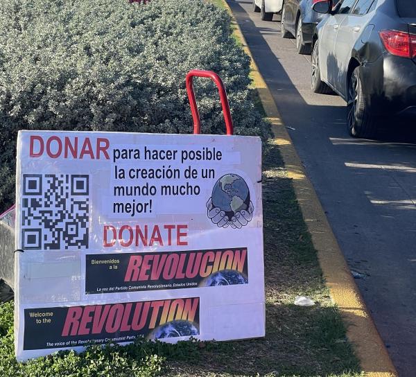 A crew of revolutionaries in Houston went to a corner to raise funds for revcom.us