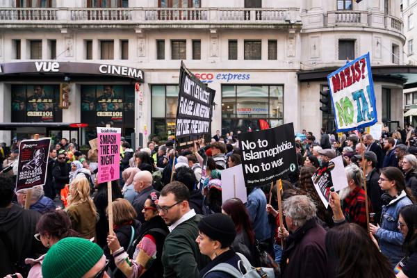 Protest in London, Together Against the Far Right, March 28, 2026.