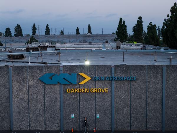 GKN sign on site of chemical tank leak in Garden Grove, California.