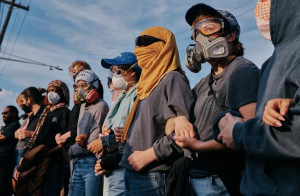 Protesters confront ICE agents outside the Delaney Hall detention center in New Jersey, May 27, 2026.