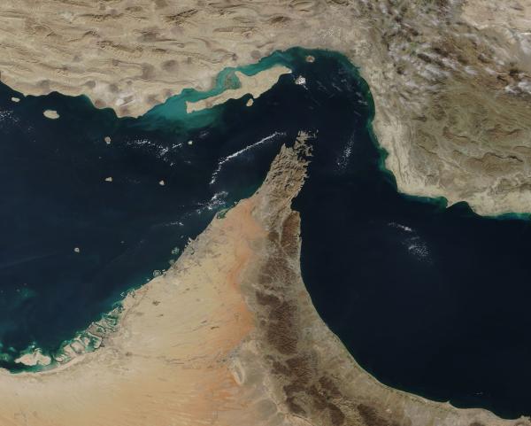 Satellite image of Strait of Hormuz