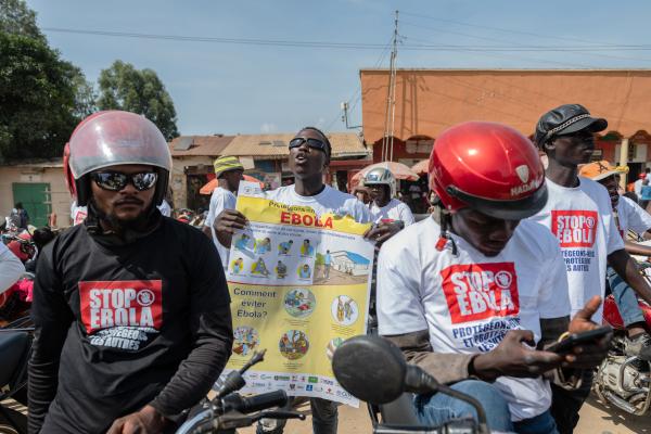Motorcyclists join an awareness campaign organized by WHO to combat Ebola in Congo, June 10, 2026.