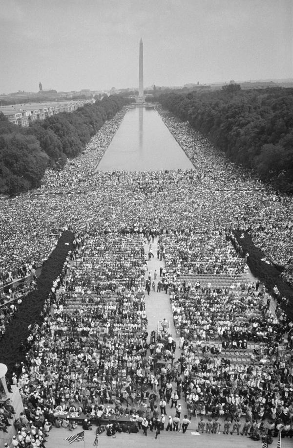 Civil rights March on Washington, DC, from Lincoln Memorial, August 28, 1963.