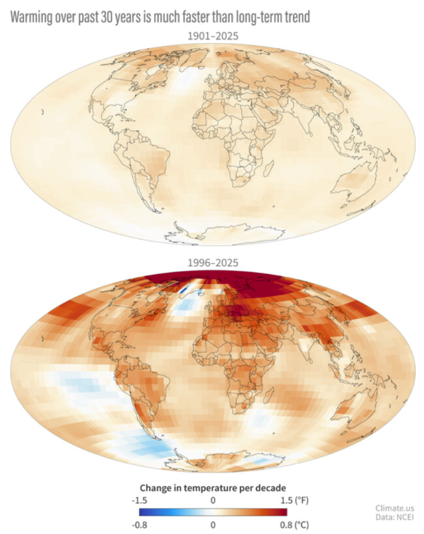 30 year climate change map-NOAA