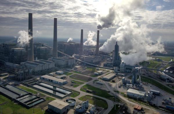 The WA Parish Generating Station in Richmond, Texas has both natural gas and coal-fired power plants, January 23, 2026.