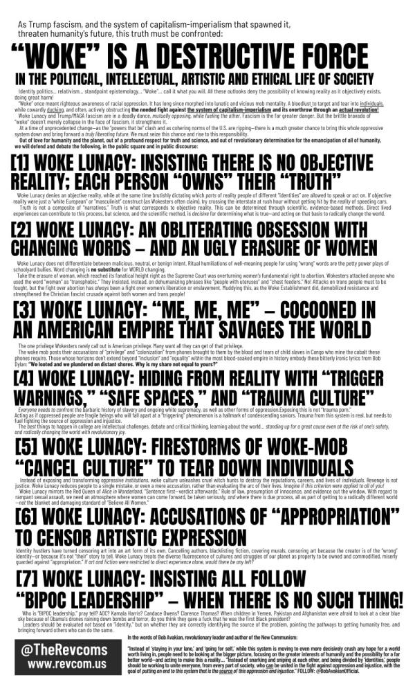 "Woke" is a Destructive Force - legal-sized flyer