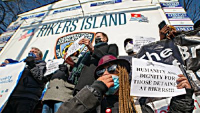 Protesters at Riker's Island 