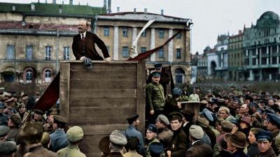 Lenin speaks to Red Army at Sverdlov Square, Soviet Union, May 5, 1920
