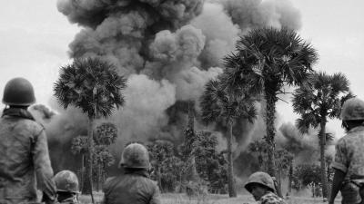 US airstrike of Cambodia near Phnom Penh, 1973.