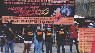 May Day march in Cartagena, Colombia