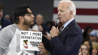 Protester confronts Biden with "Not 1 More Deportation" at townhall meeting in South Carolina.