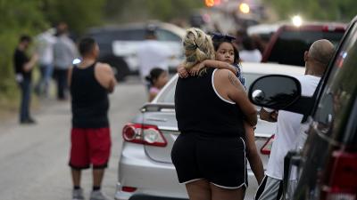 Scene where at least 53 immigrants suffocated in back of trailer.