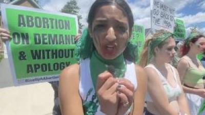 Rise Up for Abortion Rights protesters outside Amy Coney Barrett's house