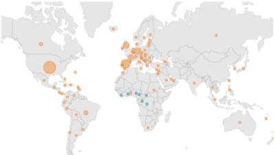 World map of monkeypox spread