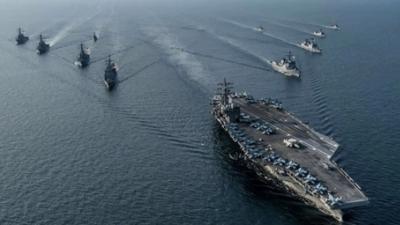 A U.S. Navy carrier battle group in the South China Sea, 2021.