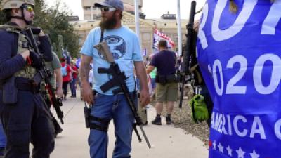Armed election deniers at the Arizon State Capitol 11/17/2020.
