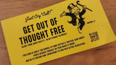 Card: Get Out Of Thinking Free created to unleash debate on campus
