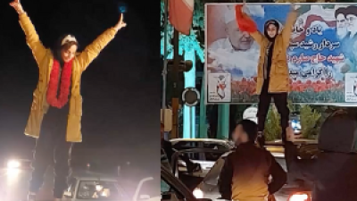 The people of the city of Abdanan welcoming Sonia Sharifi, a 17-year-old girl who was released from Ilam prison on bail.