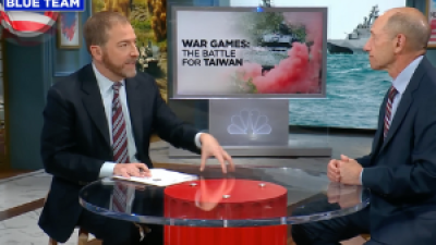 Chuck Todd with a retired general, U.S. Air Force, on NBC “Meet the Press”