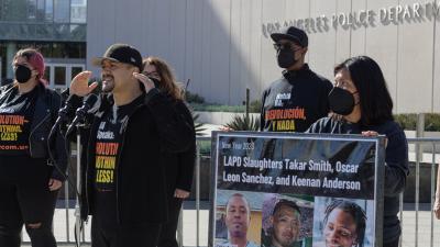 Revolution Club protest January 16, 2023 against the LAPD