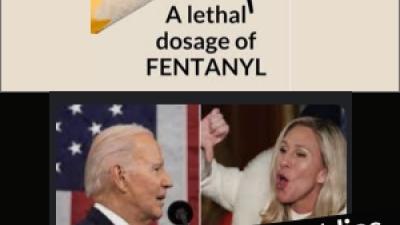 A lethal dose of fentanyl illustrated with the tip of a pencil, Margjorie Taylor Green and Biden: Lethal anti-immigrant lies