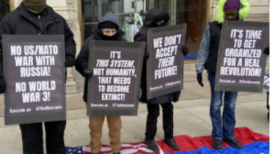 Chicago Revolution Club with signs