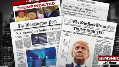 Newspaper headlines on Trump's indictment