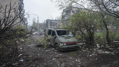 Bakhmut, site of heavy battles in Ukraine, April 2023.