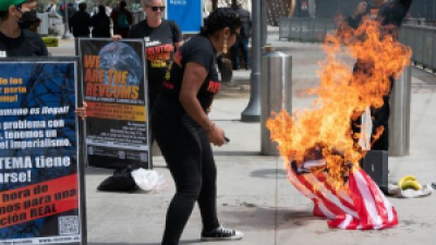 Burning American flag