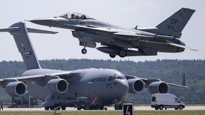 U.S. F-16 jets in Air Defender 2023 exercises, responding to simulated attack on a NATO member.